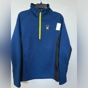 Men's SPYDER Blue Pull Over 1/4 Zip Core-Sweater Jacket Medium